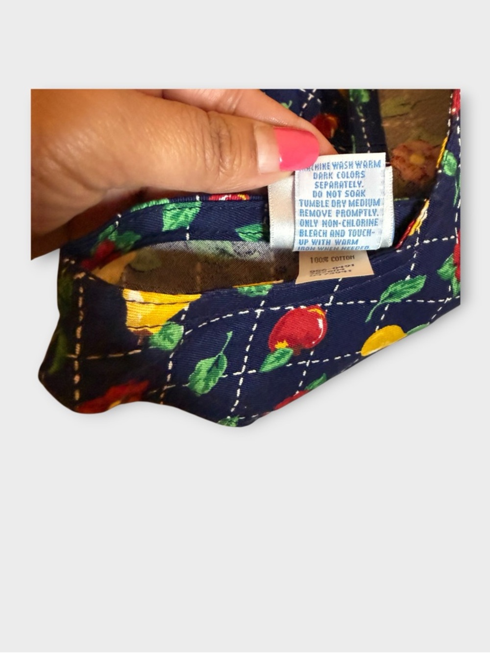 OshKosh B’gosh Vintage Pear Apple Fruit Floral Leaf Pattern Pinafore Dress - Picture 7 of 8